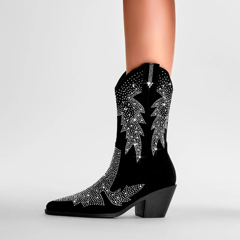 Sierra Nights Bottes cowboy femme brodées mi‑mollet