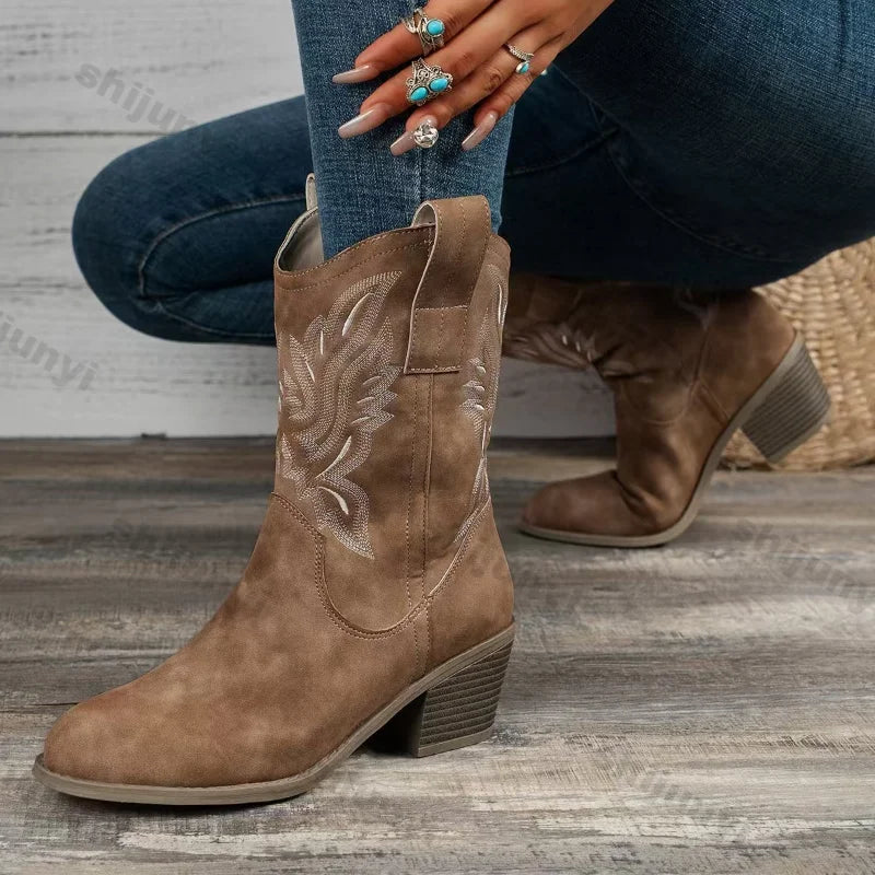 Sierra Bottes Santiag noires brodées