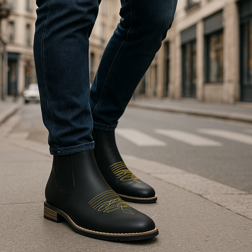 Denver Bottines Chelsea Brodées Cuir PU