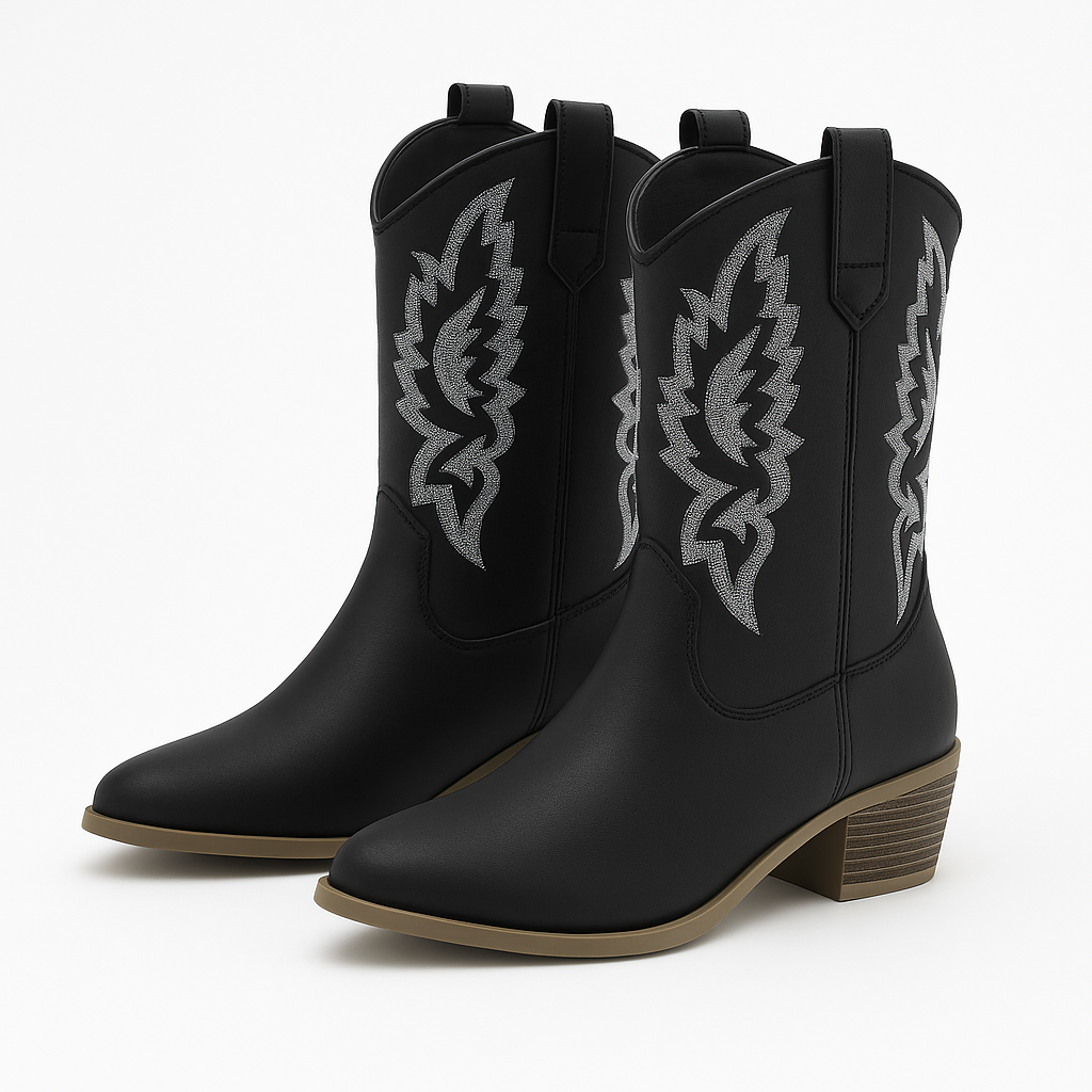 Sierra Bottes Santiag noires brodées