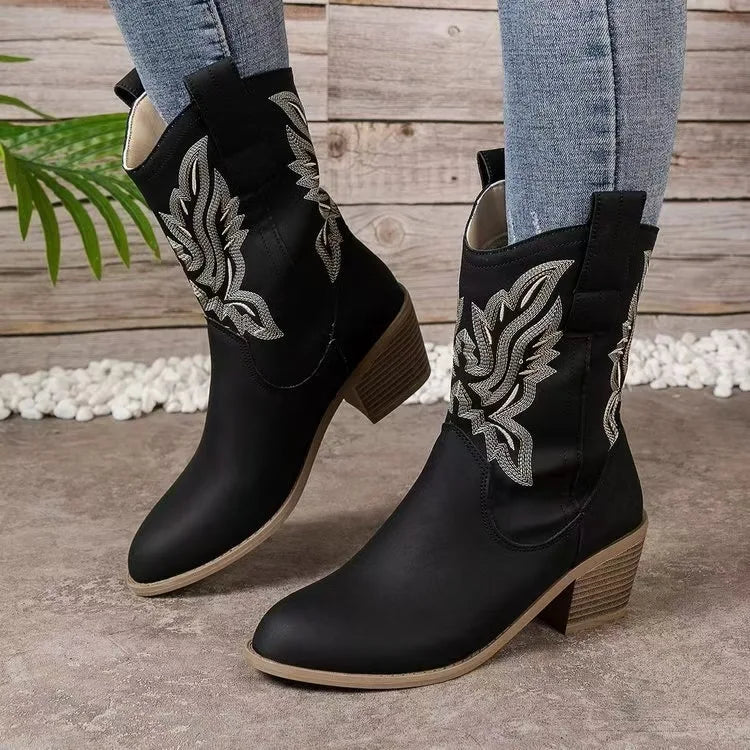 Sierra Bottes Santiag noires brodées