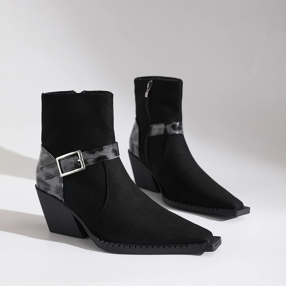 Saharienne Bottines western zippées à boucle effet léopard