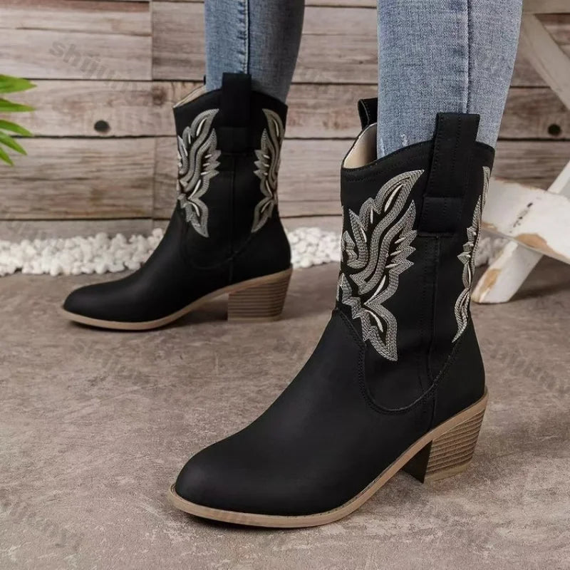 Sierra Bottes Santiag noires brodées