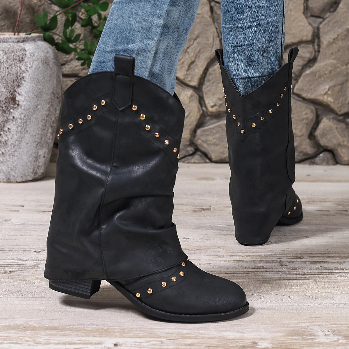 Oasis Bottes cowboy brodées mi‑mollet